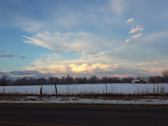 A sunset of clouds and sky of blue.